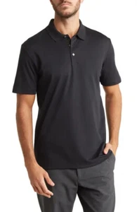 THEORY Urban Pique Button Polo Shirt Slim Fit Black Sz L $125 - Picture 1 of 9