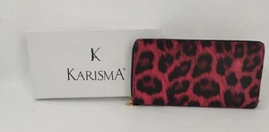 PORTAFOGLIO DONNA KARISMA ROSA E NERO LEOPARDATO X165 - Picture 1 of 8