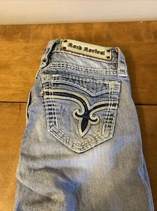 Rock Revival Vivian Slim Straight Leg Jeans Bling Distressed Women's Size 25x29 - Picture 1 of 3