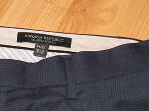 BANANA REPUBLIC Men's 34 X 32 Wool Dress Pants Blue Glen Plaid Tailored SLIM Fit - Picture 1 of 5