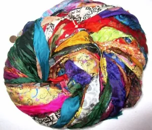 AMZ Vintage Fabrics Crafts 100 Strips 42 Yards Silk Sari Ribbon for Arts & Décor - Picture 1 of 4
