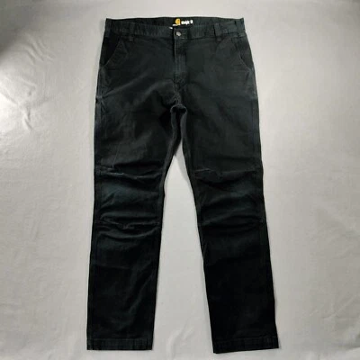Pantalones de mezclilla negros Carhartt calce recto frente plano para hombre talla real 40x33 Foto 1 de 4