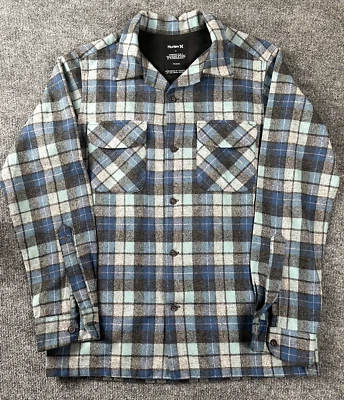 Pendleton Hurley Edición Limitada Playa Niños Lana Franela Hombres M Azul Gris Cuadros Foto 1 de 4