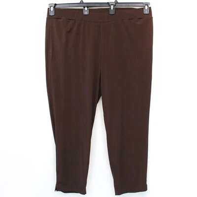 Susan Graver QVC Plus Dark Brown Every Day Liquid Knit Straight Leg Pants 1X - Image 1 of 4
