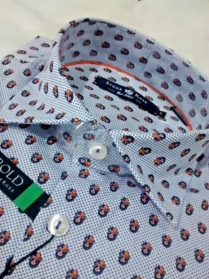 NWT Stone Rose men's size 2(Small)Short sleeve button down Shirt Monkey hat/dots - Image 1 of 4
