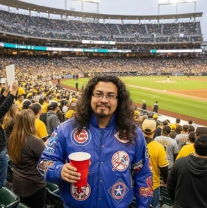 Jeff Hamilton MLB Logos Lederjacke Vintage Team Patches JH Design rot 6XL selten - Bild 1 von 24