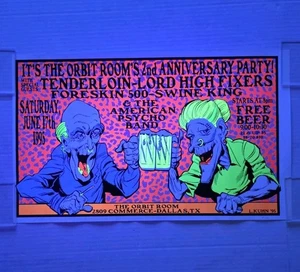TENDERLOIN  1995 ORBIT ROOM Dallas LINDSEY KUHN BLACKLIGHT POSTER Signed 124/125 - Picture 1 of 6