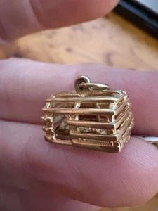 Colgante de oro amarillo de 14K móvil 3D langosta en trampa 15x16 mm ~ 3,7 g - Imagen 1 de 10
