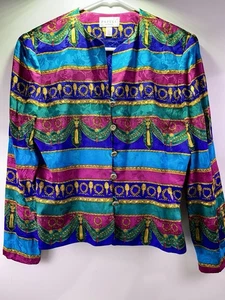 Blusa de seda vintage Adrianna Papell multicolor para mujer talla 8P ~ hermosa de colección - Imagen 1 de 6