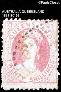 AUSTRALIA-QUEENSLAND 1881 SC 56 QUEEN VICTORIA ROSE UNG FINE - Picture 1 of 2