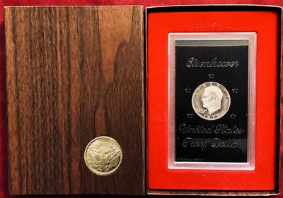 1973 S Proof 40% Silver  Brown Box "IKE" Dollar OGP - Image 1 of 4