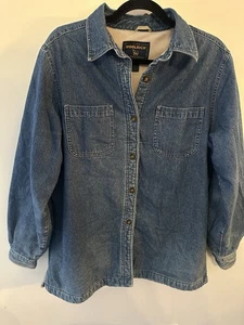 Woolrich Jeanshemd Jacke Fleece gefüttert Shacket Damen Large Outdoor Chore Vintage - Bild 1 von 7