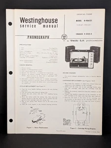 Westinghouse Phonograph Service Manual Model H-98ACS1 Chassis V-2522-4 4 Pg - Picture 1 of 2