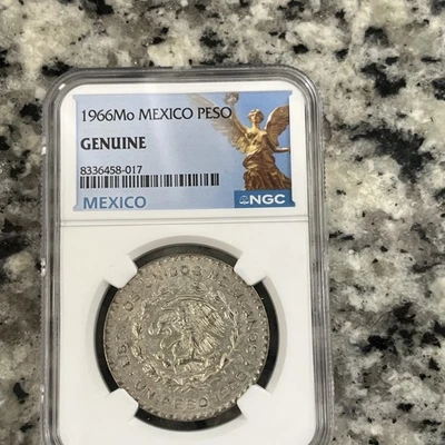 1966 Mo MEXICO PESO Silver NGC Genuine, Original Mexican Silver Coin - Image 1 of 2