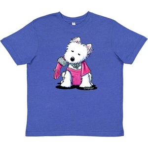 Inktastic Glamour Girl Westie Dog Youth T-Shirt - KiniArt Material West Highland - Picture 1 of 2