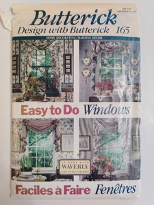 Butterick 165 Curtains Jabots Valance Swag Window Treatment Sewing Pattern UC - Picture 1 of 11