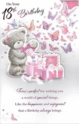 18th BIRTHDAY CARD- FABULOUS EX-LARGE CARD With 8 PAGE INSERT Age 18 Female Cute - Image 1 of 4