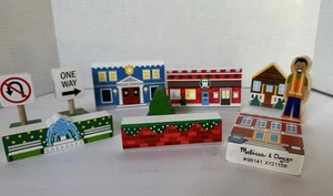 Melissa & Doug Wooden Toy Town Play Set 10 Pieces No 98141  XY21158 - Picture 1 of 9