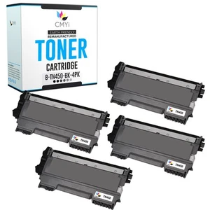 4PK Compatible CMYi TN-450 Black Toner Cartridge for Brother HL-2242D FAX-2845 - Picture 1 of 7