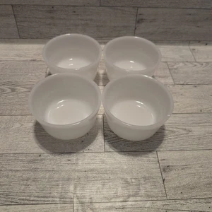 4 Vtg Glasbake Milk Glass Custard Cups Ramekins 3 ¼” Set #3 MCM - Picture 1 of 6