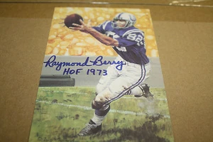BALTIMORE COLTS RAYMOND BERRY SIGNED GOAL LINE ART CARD HOF 1973 - Picture 1 of 1