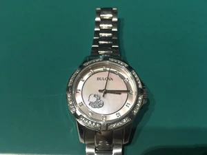 Bulova 96L237 Ladies MOP Crystal Heart Watch - Picture 1 of 9