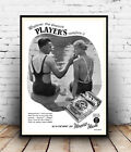 Players  , vintage magazine cigarette  advert poster, , Wall art, Reproduction.
