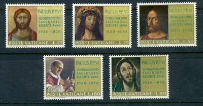 1970 Vatican stamps:The 50th Anniv. the Ordination of Pope Paul VI,Full set MNH - Image 1 of 4