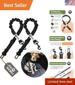 Adjustable Length Dog Safety Seat Belts - Elastic Bungee, Tangle-Free Design - Picture 1 of 9