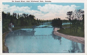 Bridge on the Grand River KITCHENER Ontario Canada 1941 Valentine-Black Postcard - Zdjęcie 1 z 2