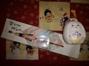 Cute Japanese Geisha Doll Ear Pick and Bell Bundle Decorative Ornament Japan