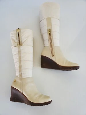 Ugg Australia Plegable s/n 1944 LEONA Cuña Crema Acolchada Piel de Oveja Bota Talla 8 Foto 1 de 4