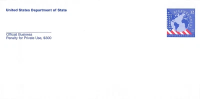 UO86 US Consular Service Bicentennial Official Stamped Envelope 52c 1992 CV $8 - Image 1 of 2