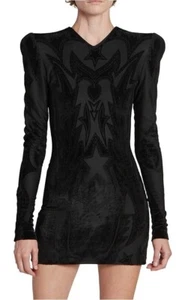 Balmain Women's Baroque Long Sleeve Mini Sheath Dress Black Size 38 / US 6 - Picture 1 of 5