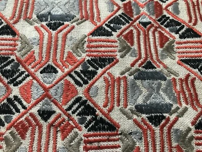 Crate & and Barrel ELLA 23" PILLOW COVER- Embroidered Geometric-CORAL-NEW-NWOT - Image 1 of 3