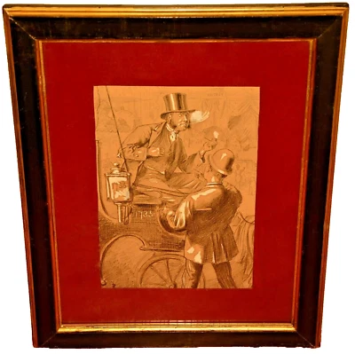 FREDERICK BARNARD Antique Original Signed Charles Dickens Illustration Drawing - Image 1 of 4
