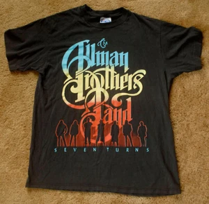 ALLMAN BROTHERS BAND SEVEN TURNS TOUR '90 black t shirt size L - Picture 1 of 3