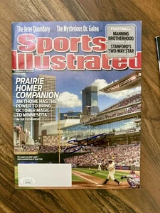 JIM THOME SIGNED SPORTS ILLUSTRATED TWINS BASEBALL JSA AUTOGRAPH MLB HOF - Picture 1 of 1