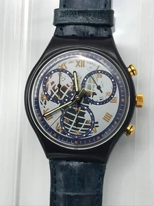 Reloj de pulsera SWATCH Chrono ZONA ATEMPORAL (SCN104) - ¡Funcionamiento completo! Cuero-1991! - Imagen 1 de 7