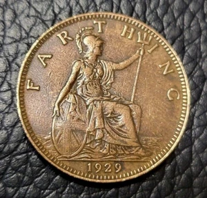 1929 Great Britain Farthing Coin - Picture 1 of 2
