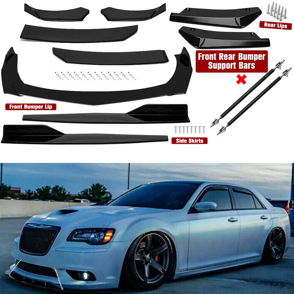 For Chrysler 300 SRT8 Front Rear Bumper Lip Spoiler Splitter Body Kit Side-Skirt Foto 1 de 4