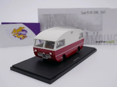 Auto Cult 09016 # Saab 95 HK Wohnmobil Baujahr 1965 " rot-cremeweiß " 1:43 NEU - Bild 1 von 4
