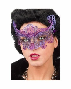 PINK PURPLE GLITTER MASQUERADE MASK CARNIVAL FANCY DRESS HALLOWEEN EYE MASK - Picture 1 of 1