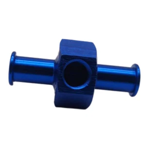 Blue Billet Aluminum Fuel Pressure Gauge Inline Barb Adapter W/ 1/8" Port - Imagen 1 de 9