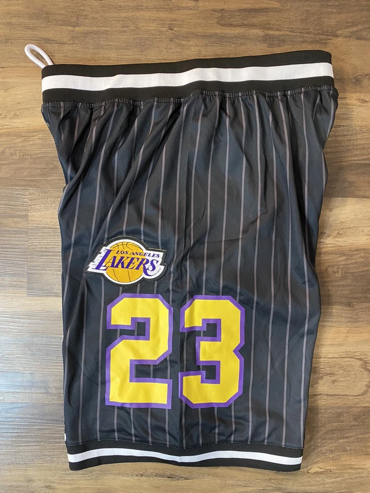 Mens NBA Los Angeles Lakers Lebron #23 Shorts Gray Size Large Vsma400s)
