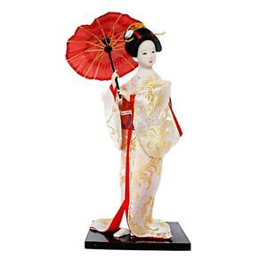 12" Japanese Geisha Oriental Doll Girl Statue for Office Home Tabletop