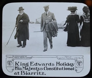 Magic Lantern Slide Photo England King Edward Holiday Biarritz Tyler S11 - Foto 1 di 3