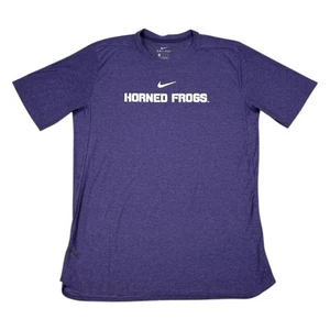 Nike TCU Horned Frogs T-Shirt Herren Größe Medium Dri-Fit Aufwärmen Oberteil Lila Swoosh - Bild 1 von 12