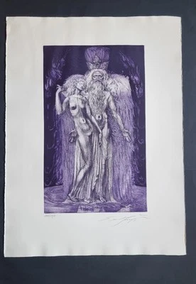 Ernst Fuchs "Eva tritt aus der Seite des Adam", handsignierte Originalradierung - Bild 1 von 4