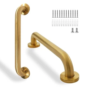 Shower Grab Bar, 2 Pack 16 Inch Gold Bathroom Safety Bar, 1.25" Diameter 304 ... - Picture 1 of 7